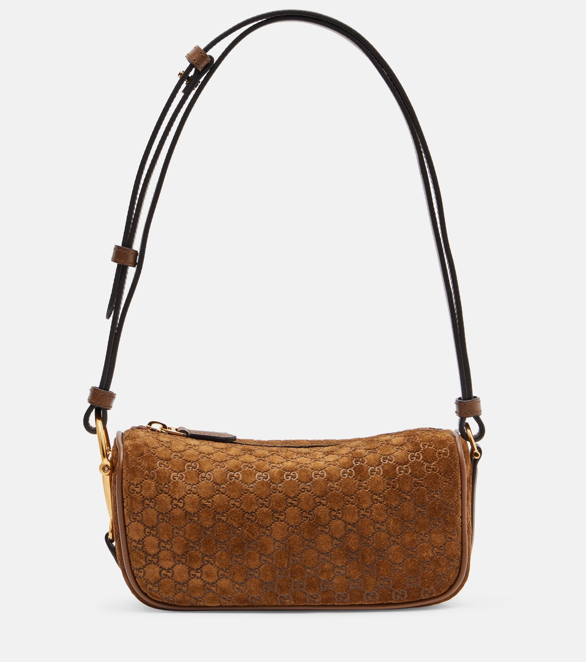 Gucci Half Horsebit Suede Shoulder Bag